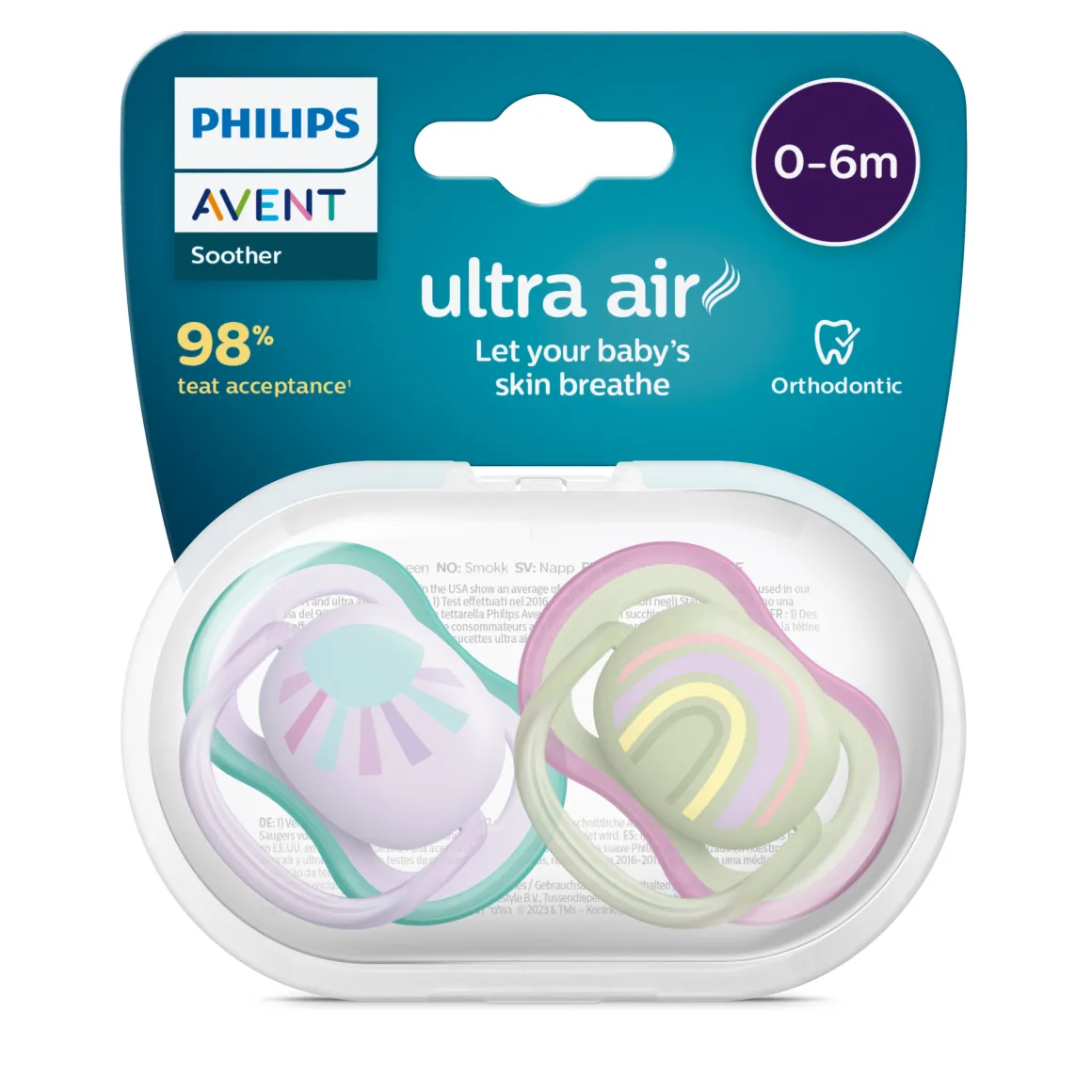 2 ciucci ultra air 0-6 mesi colore verde/rosa – philips avent