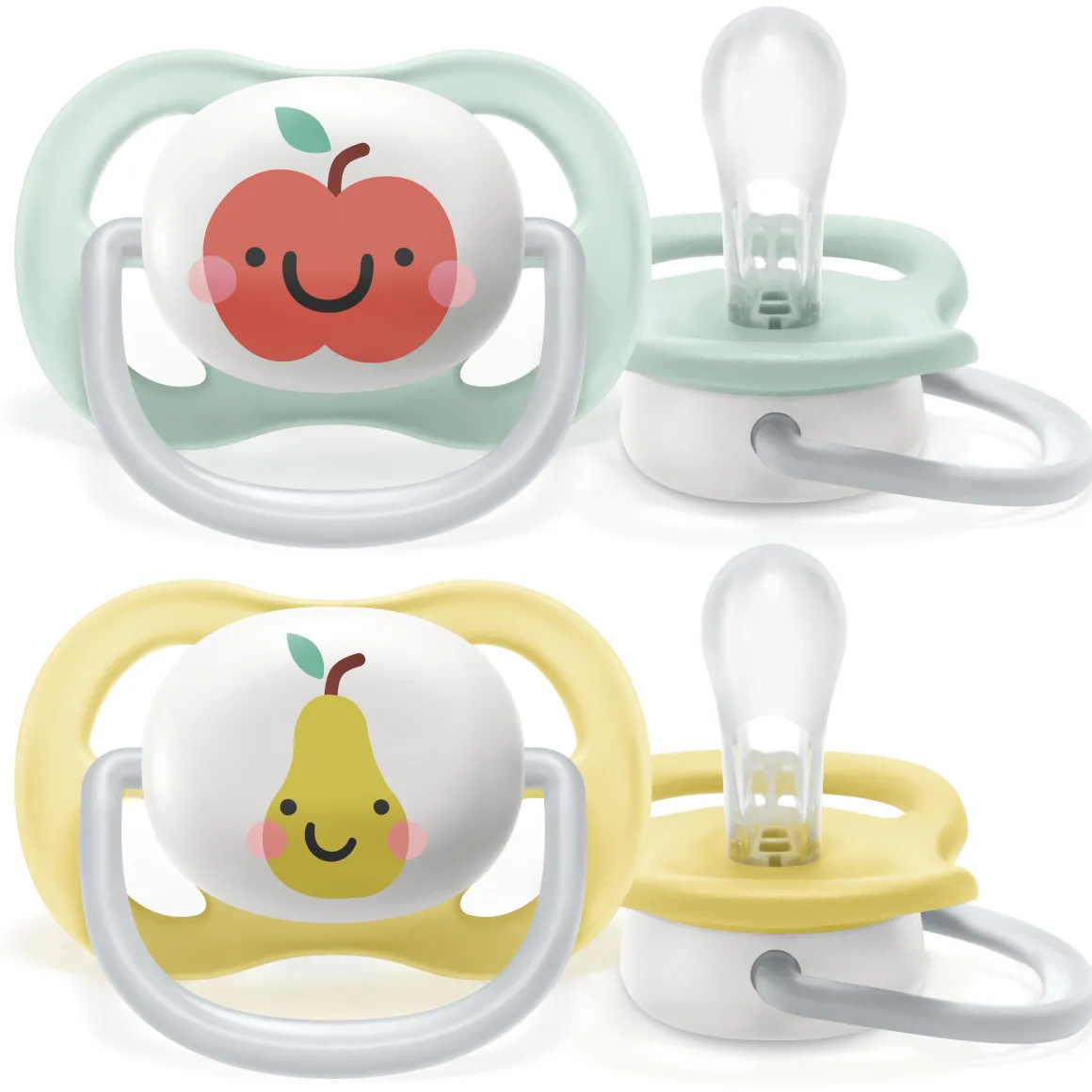 2 ciucci ultra air collection 0-6 mesi decorazione mela/pera – philips avent