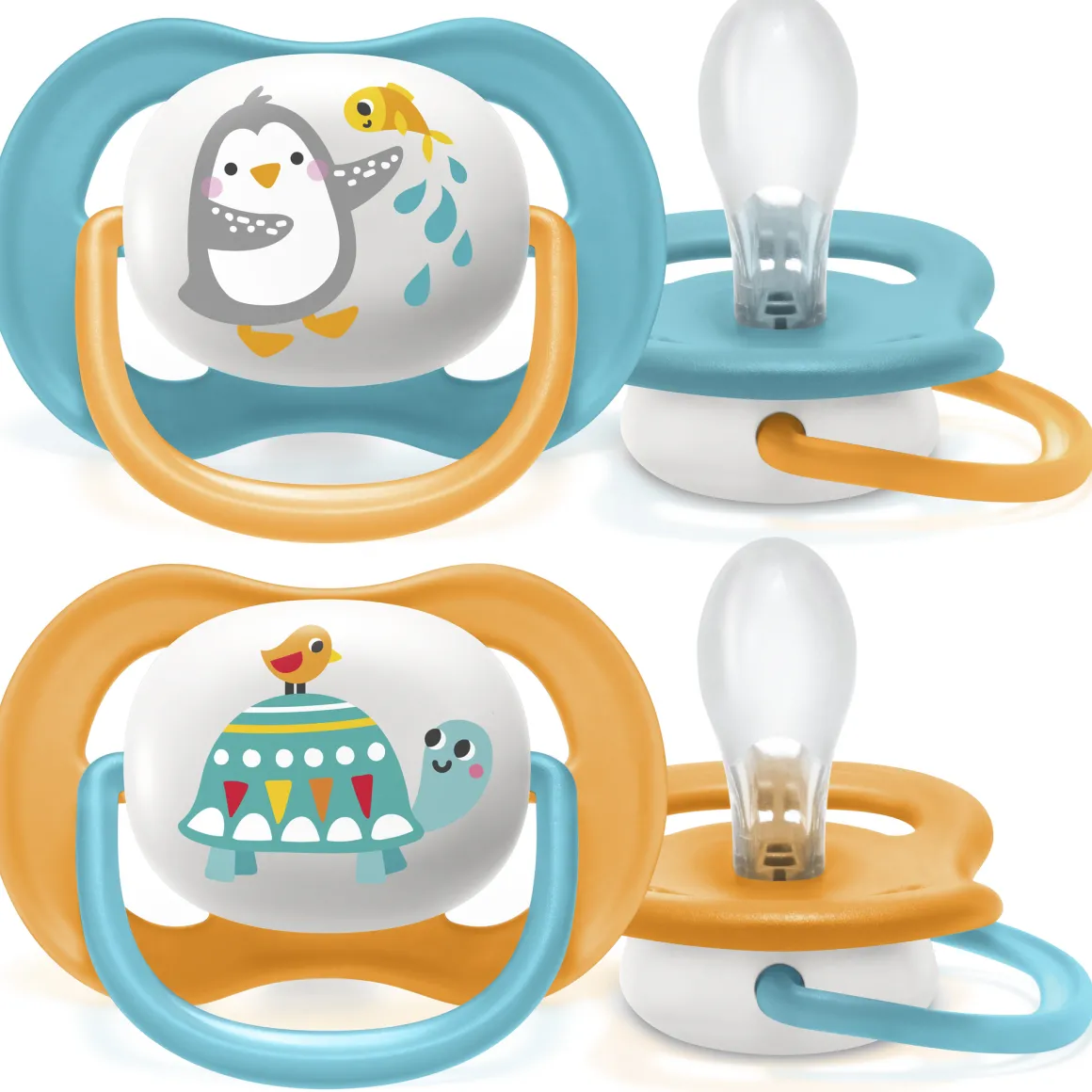 2 ciucci ultra air collection 6-18 mesi con tettarella simmetrica ortodontica- animaletti – philips avent