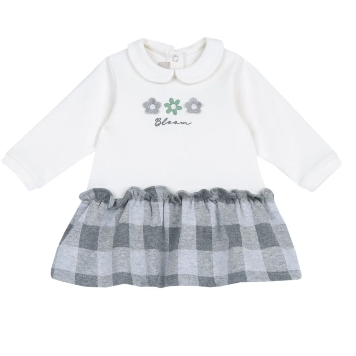 Abito manica lunga check con fiorellini – chicco