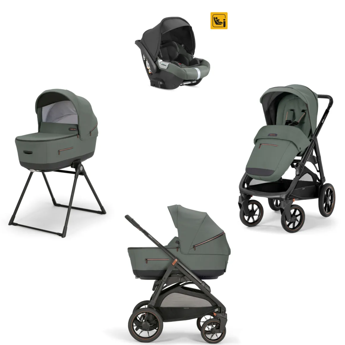 Aptica xt system quattro darwin colore taiga green telaio nero – inglesina
