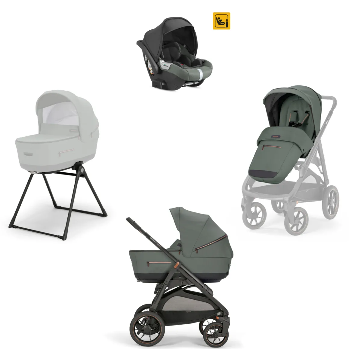 Aptica xt system quattro darwin colore taiga green telaio nero – inglesina