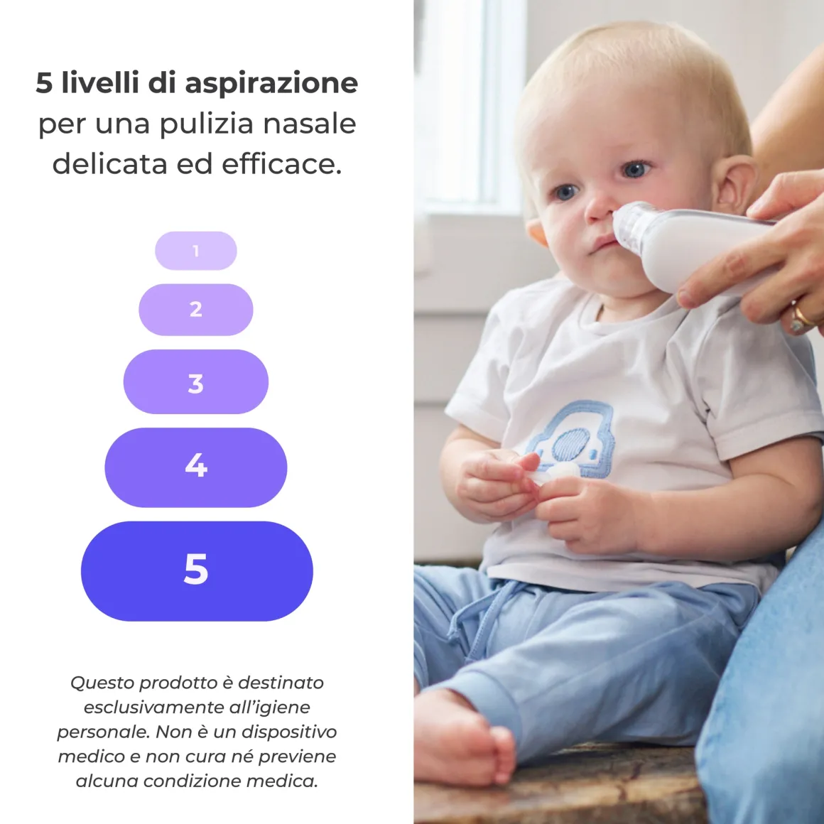 Aspiratore nasale elettrico con batteria ricaricabile nuvitamed