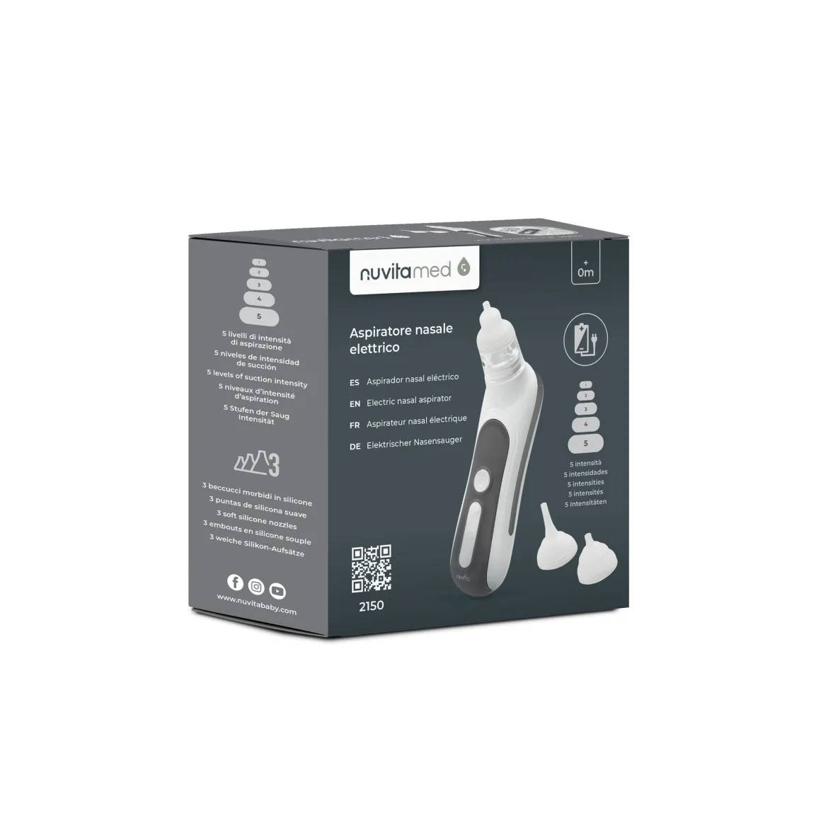 Aspiratore nasale elettrico con batteria ricaricabile nuvitamed