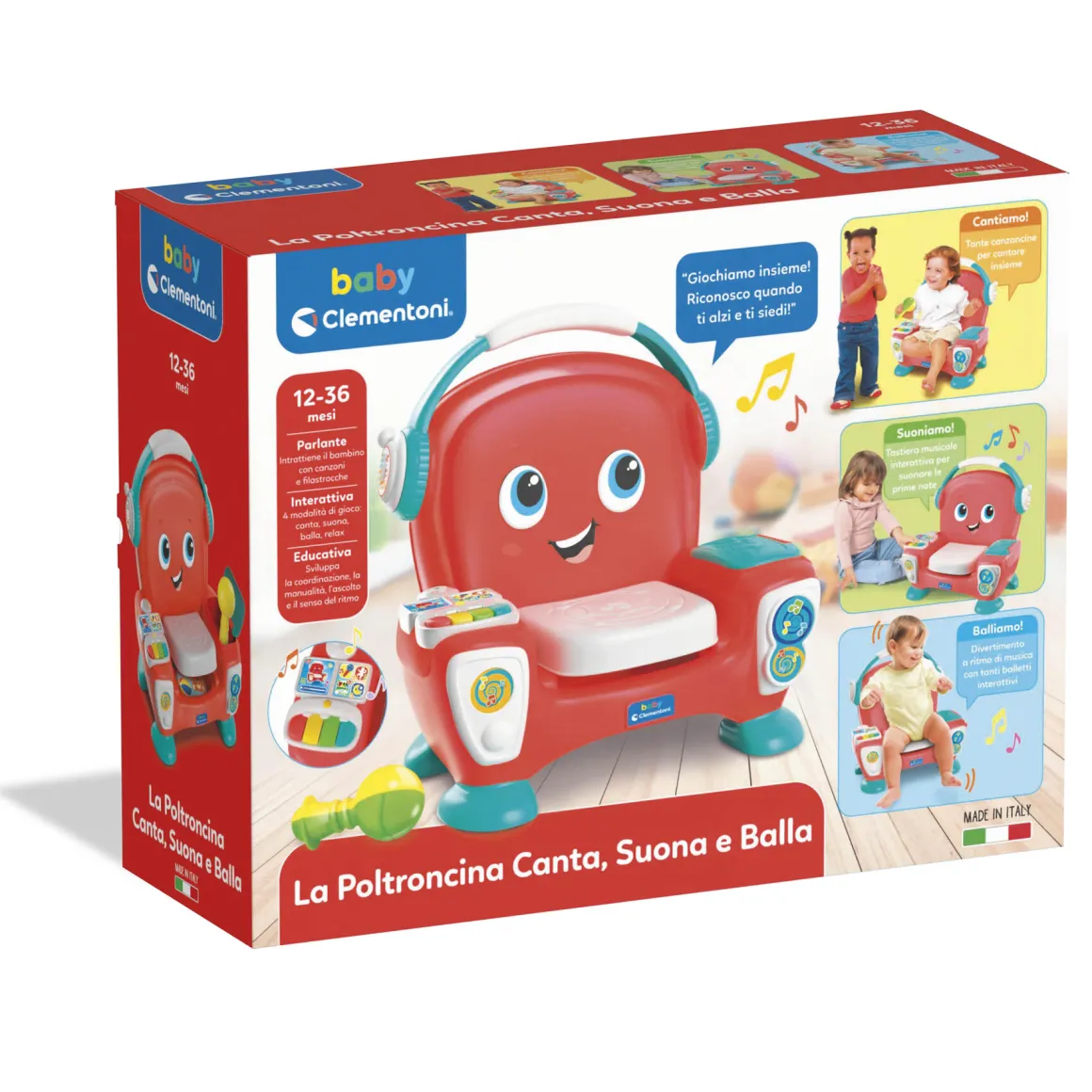 Baby clementoni – 17754 – poltroncina canta, suona e balla – divertimento musicale