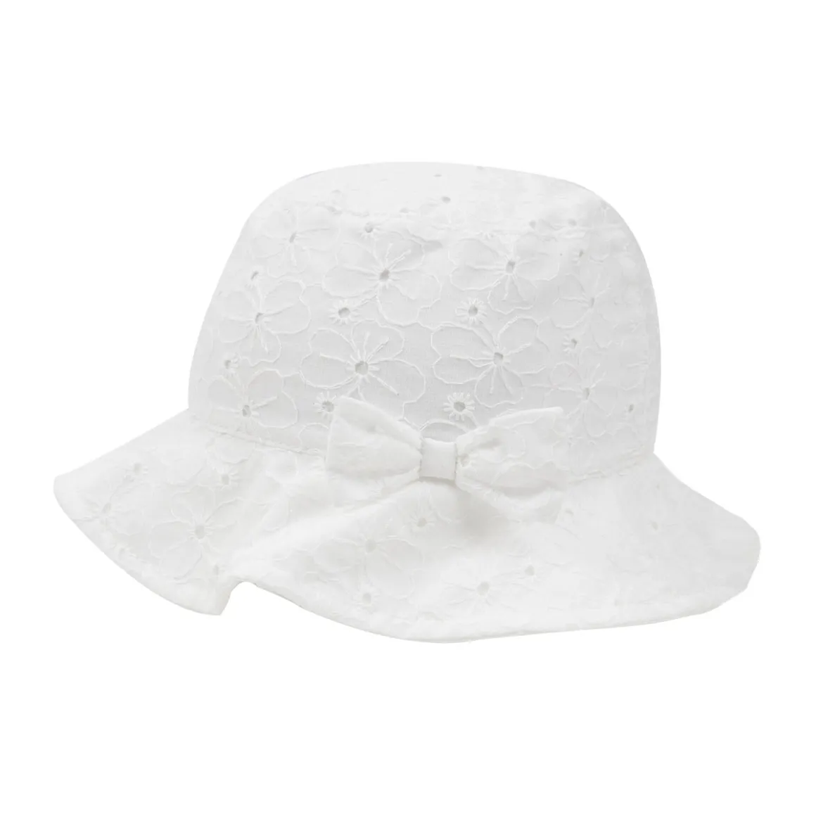 Berretto casual bimba sangallo bianco floreale