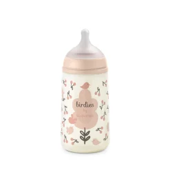 Biberon birdies 270ml sxpro flusso medio +0 mesi rosa – suavinex