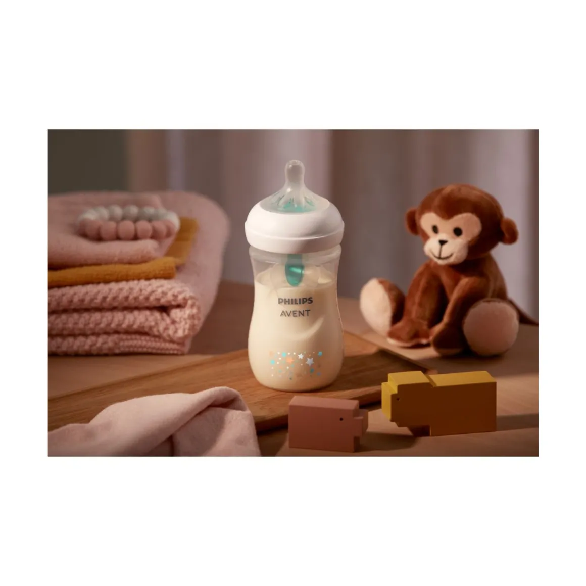Biberon natural con tettarella a risposta naturale e valvola airfree decorazione orsetto da 260 ml 1m+ | senza bpa – philips avent