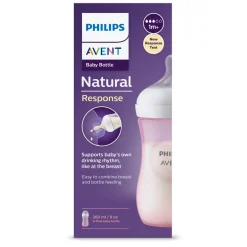 Biberon natural con tettarella a risposta naturale rosa da 260 ml 1m+ | senza bpa – philips avent