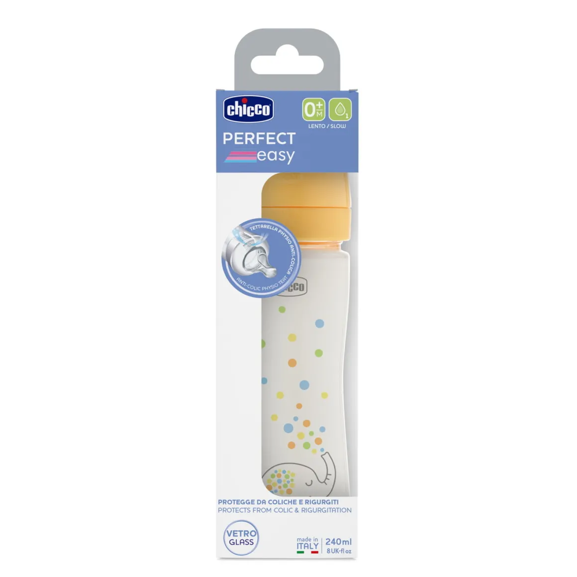 Biberon perfect easy 240ml in vetro arancione – chicco