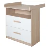 Cassettiera fasciatoio, 2 cassetti + 1 ripiano naturale bianco – roba