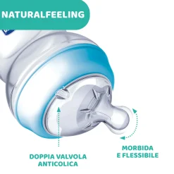 Chicco – biberon naturalfeeling bimbo, 2m+, 250 ml, flusso medio