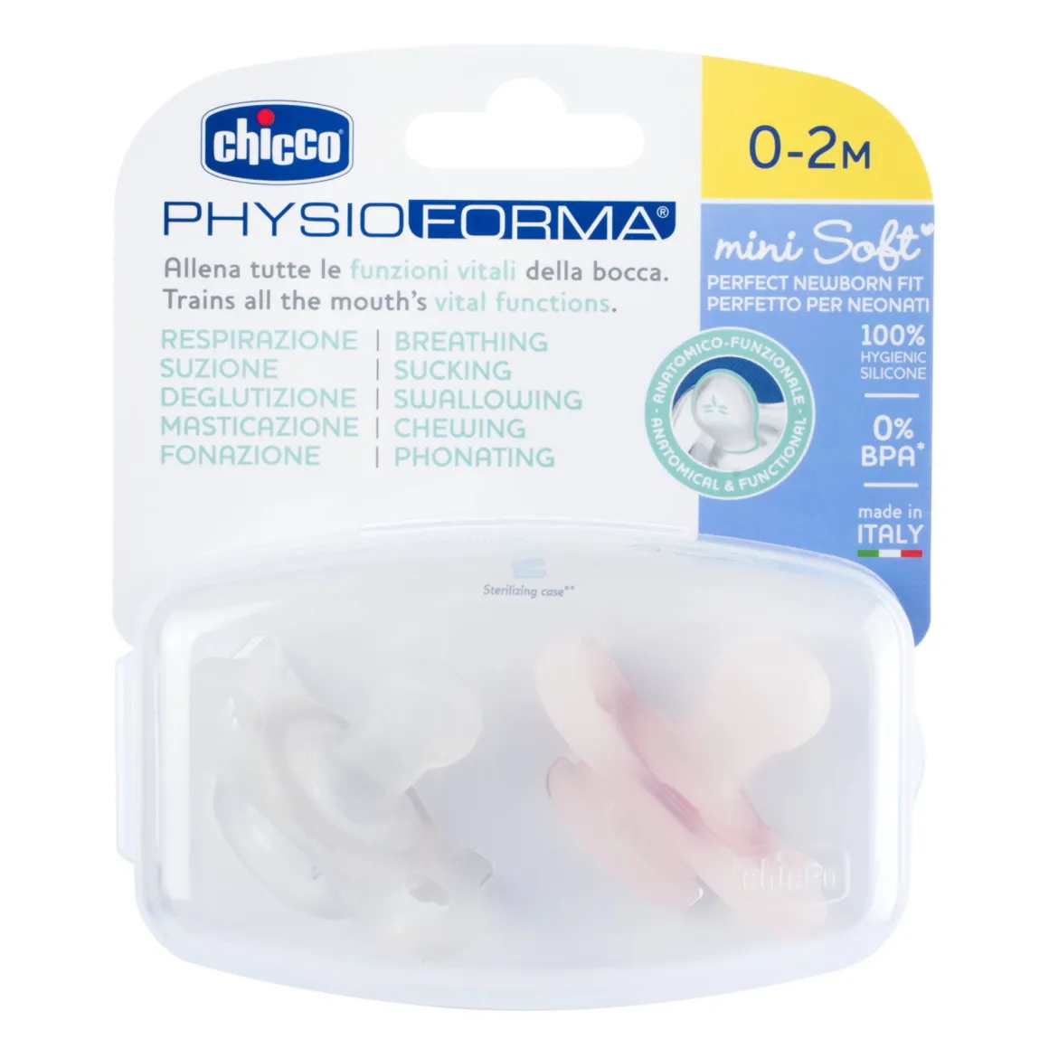 Chicco – gommottino silicone rosa 0 -2m 2pz