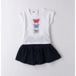Completo corto short blu + ts farfalle