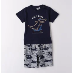 Completo corto short mimetico + ts blu cocco