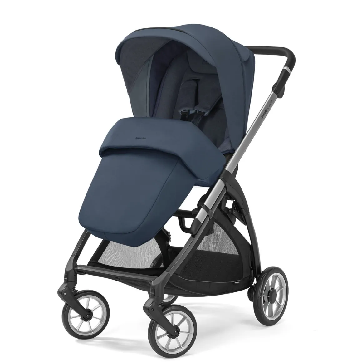 Electa system quattro colore hudson blue con telaio silver black e seggiolino darwin infant recline – inglesina