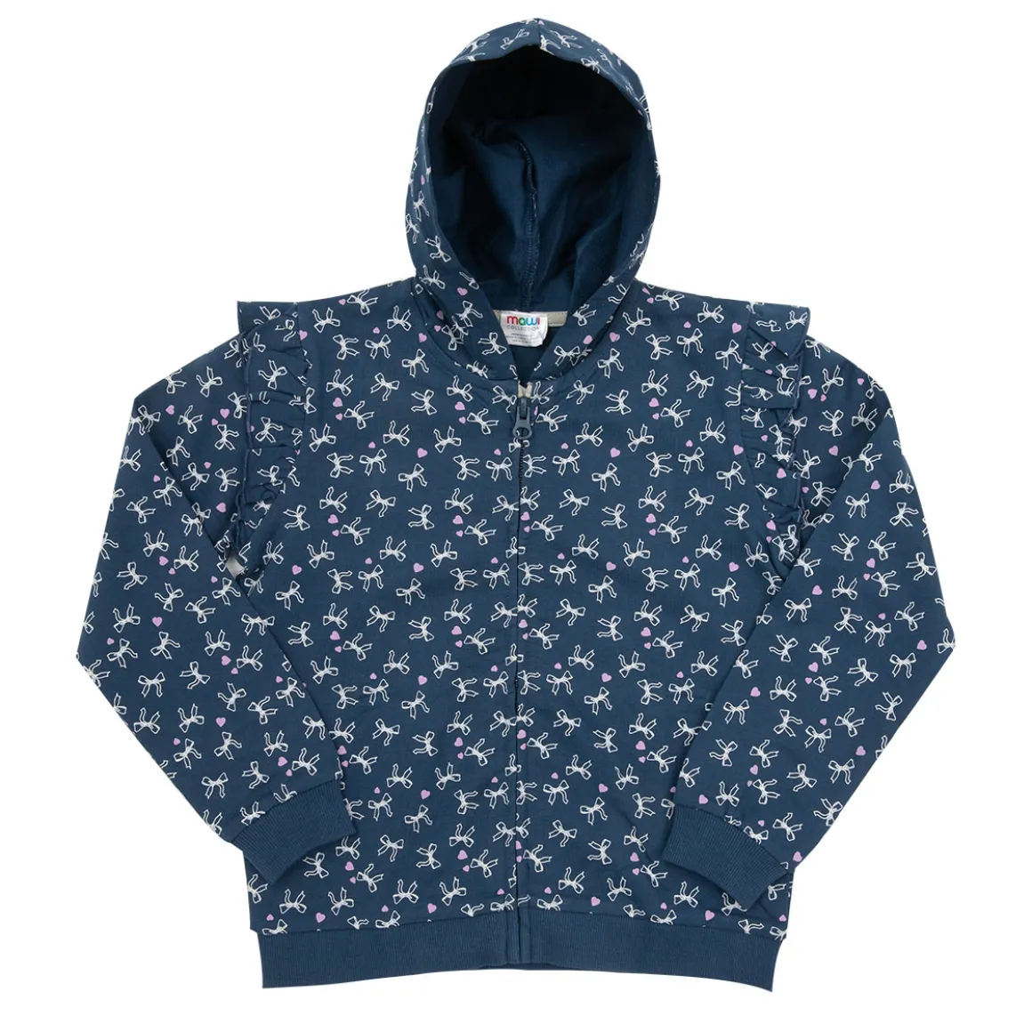 Felpa zip bimba blu stampata