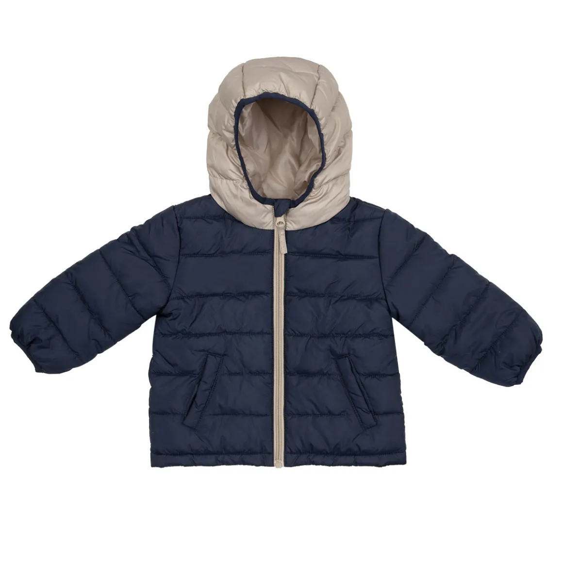 Giacca leggera bimbo blu/beige con cappuccio