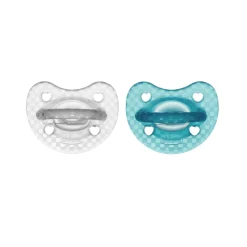 Gommotto silicone luxe 16-36m 2pz azzurro/trasparente – chicco