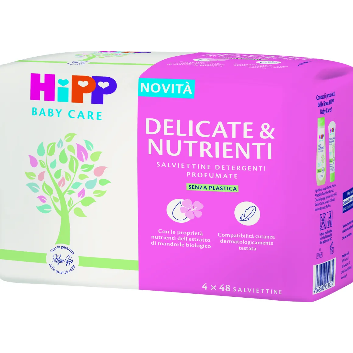 Hipp baby care salviettine delicate & nutrienti 4×48