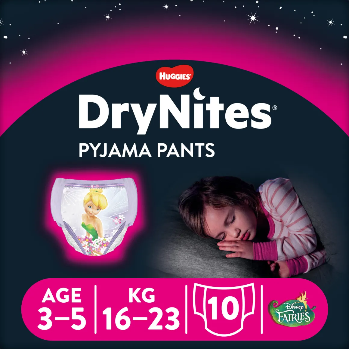 Huggies – drynites pacco singolo girl 3-5 anni (16-23 kg) tg.s – pz.10