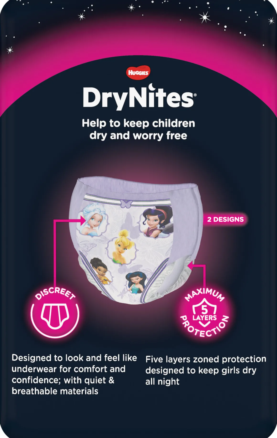 Huggies – drynites pacco singolo girl 3-5 anni (16-23 kg) tg.s – pz.10