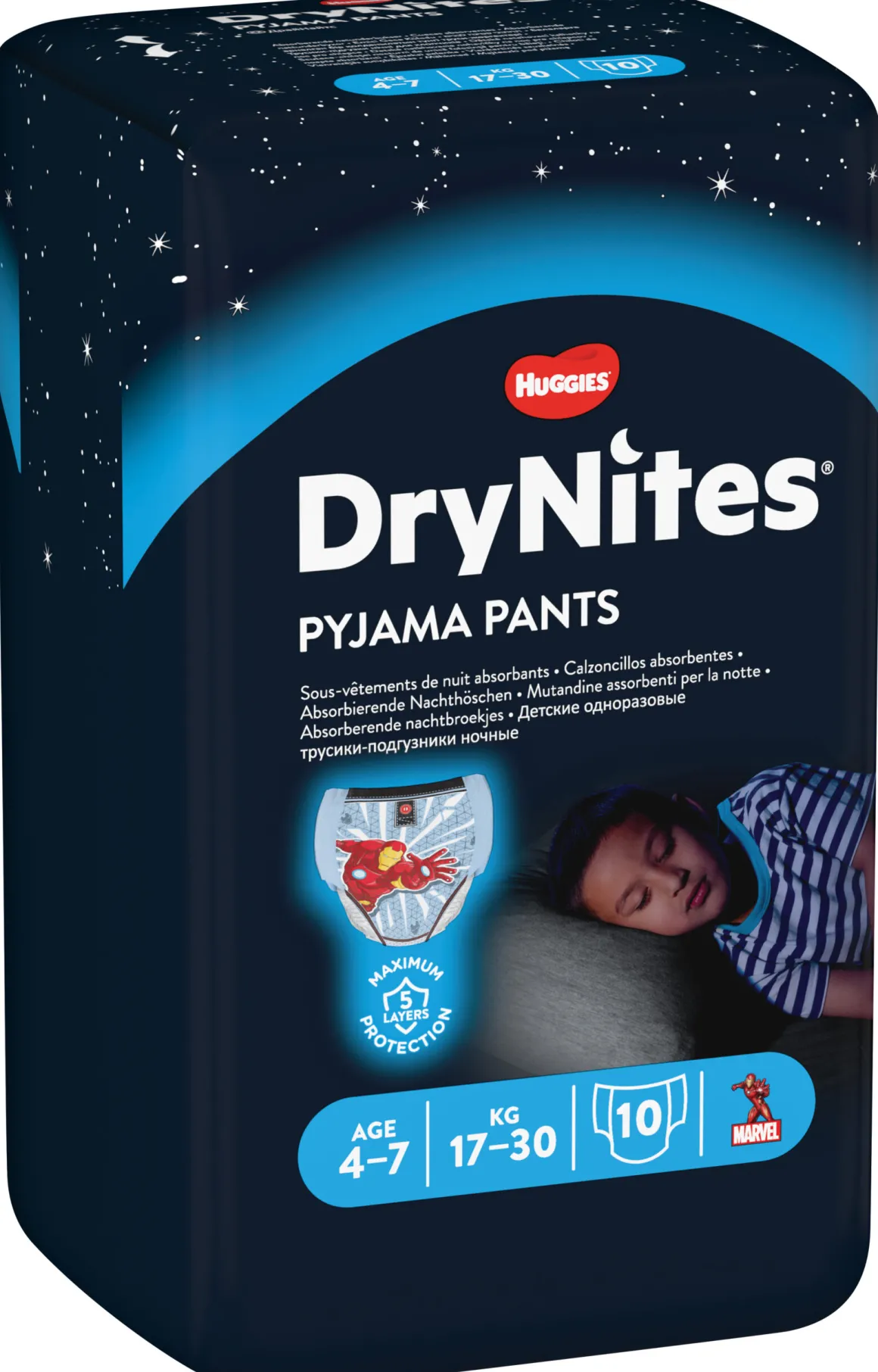 Huggies – drynites pacco singolo boy 4-7 anni (17-30 kg) tg.m – pz.10