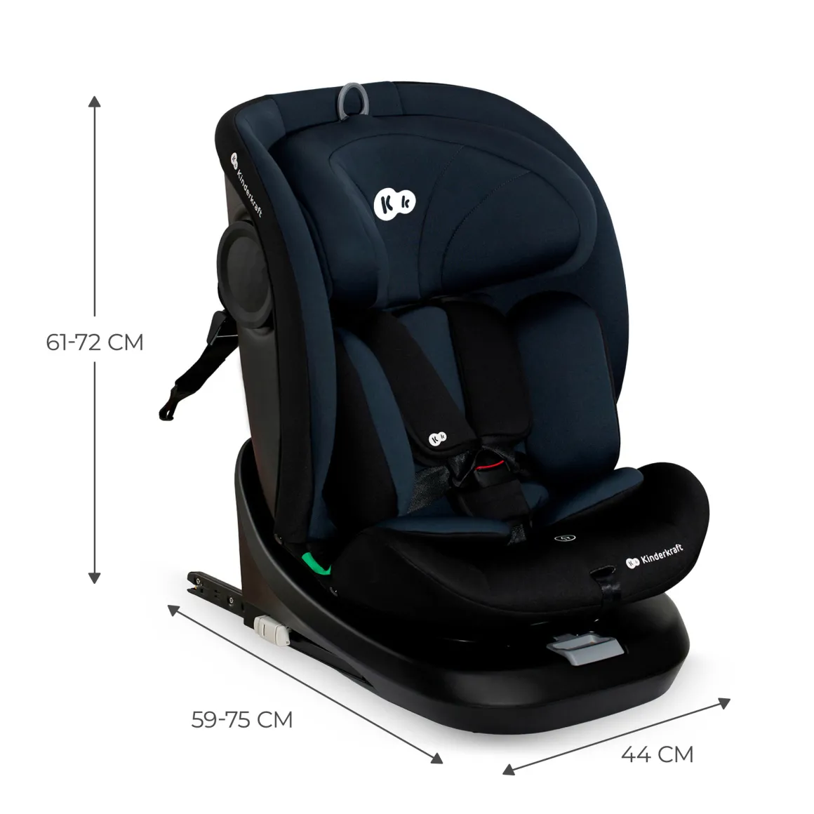 Kinderkraft seggiolino auto i-grow i-size black 40-150cm con base girevole