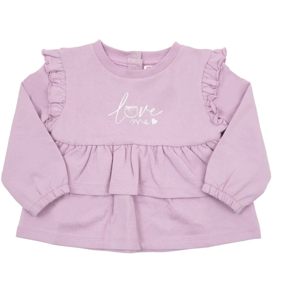 Maglia french terry bimba con rouches rosa