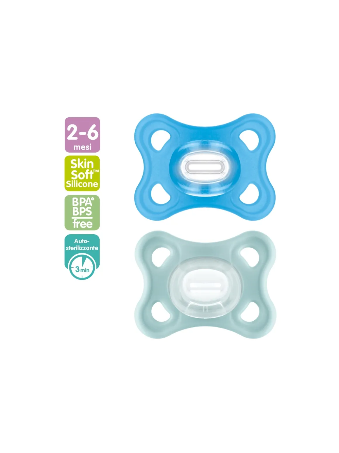 Mam 2 pz succhietti comfort 2-6m silicone, maschio