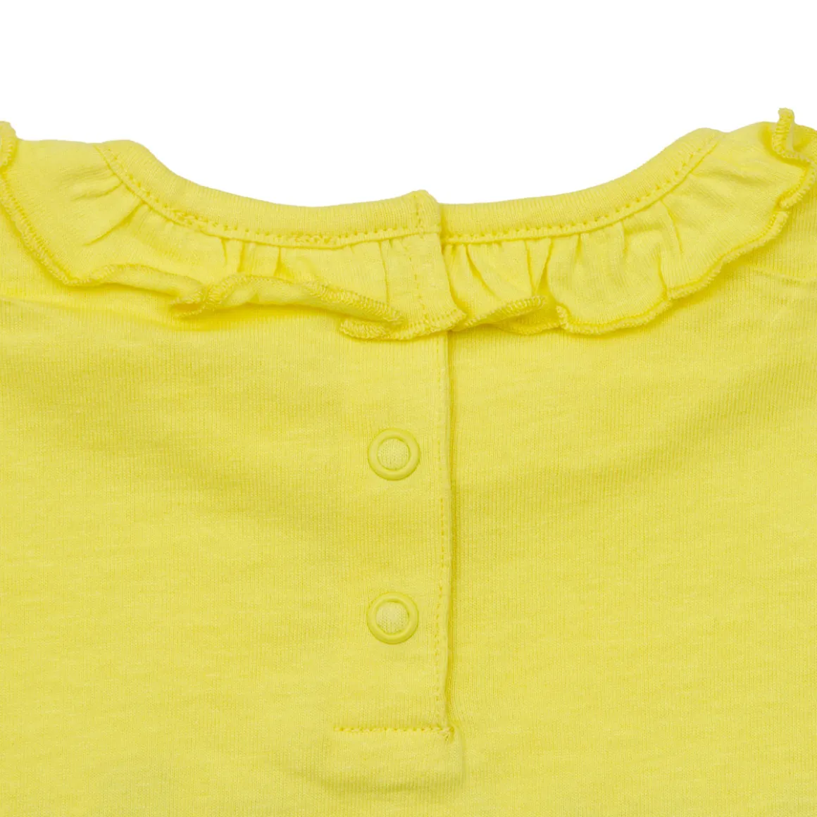 Mawi t-shirt jer con frill al collo e ricamo