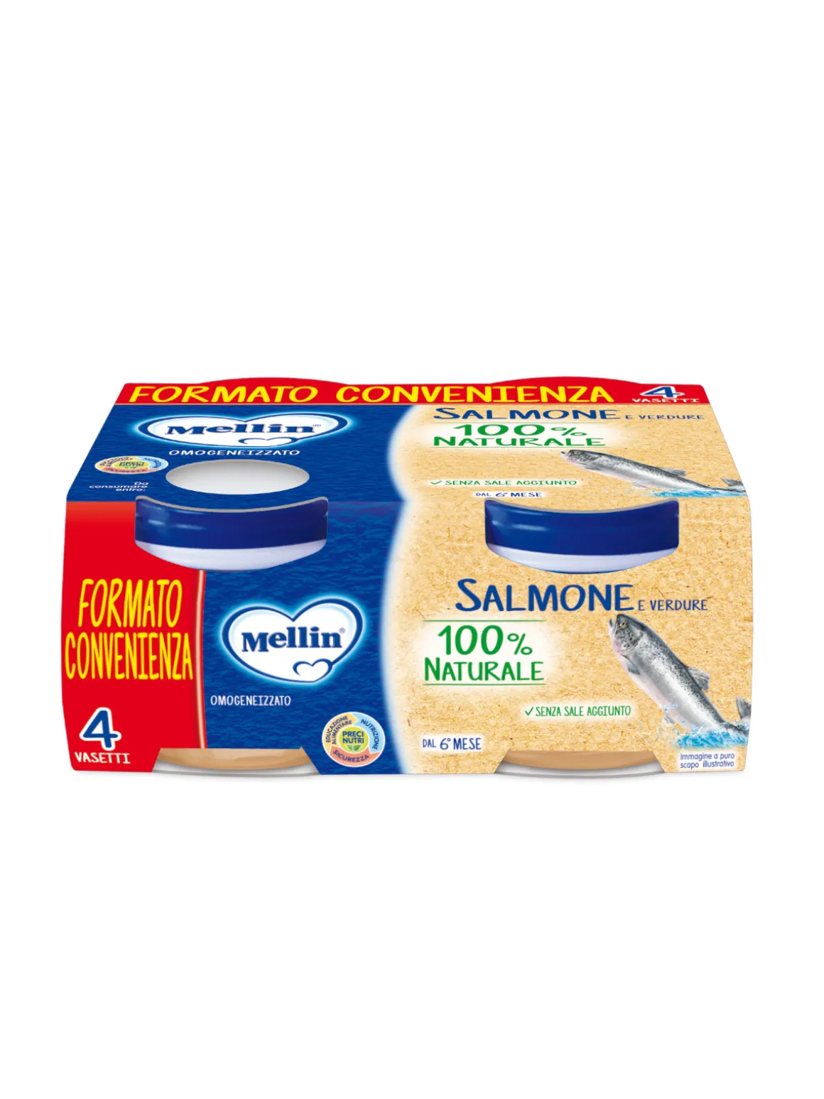 Mellin – omogeneizzato salmone 4×80 gr