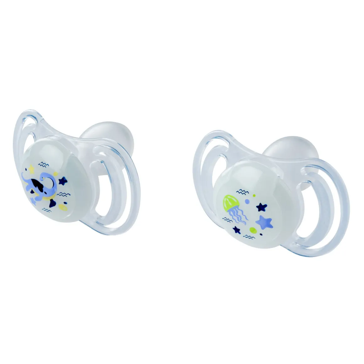 Neobaby succhietto anatomico silicone mini 0m+ glow 2pz