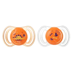 Neobaby succhietto anatomico silicone medio 6m+ arancione 2pz