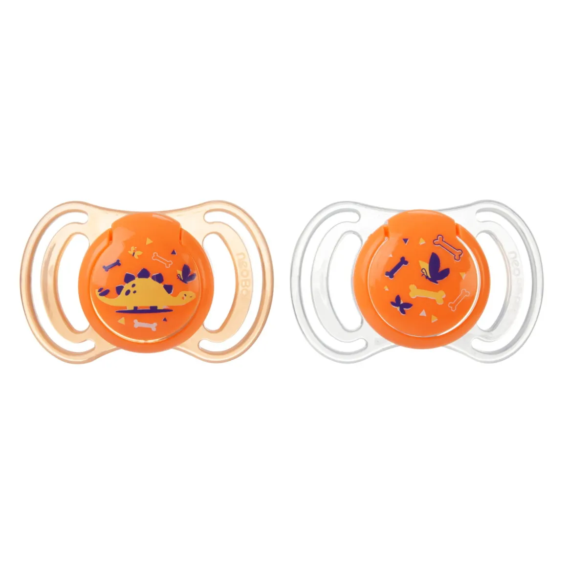 Neobaby succhietto anatomico silicone medio 6m+ arancione 2pz