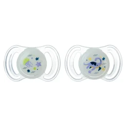 Neobaby succhietto anatomico silicone maxi 12m+ glow 2pz