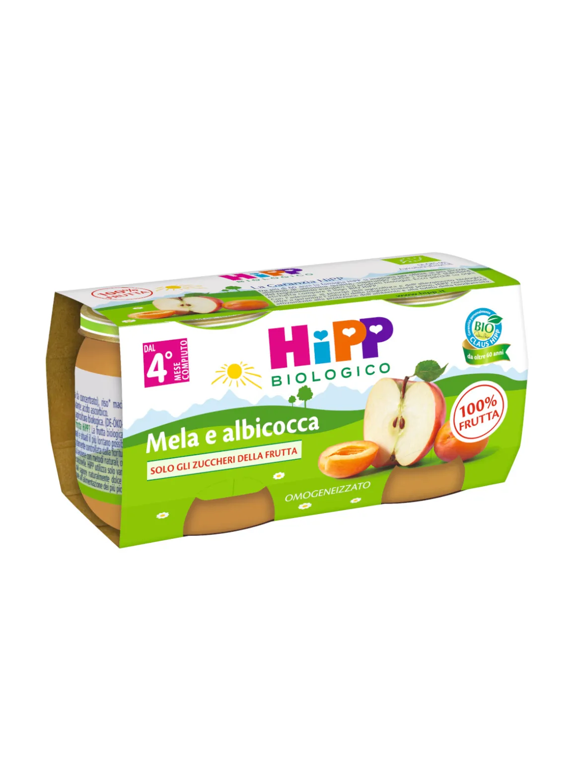 Omogeneizzato albicocca e mela 100% 2x80g