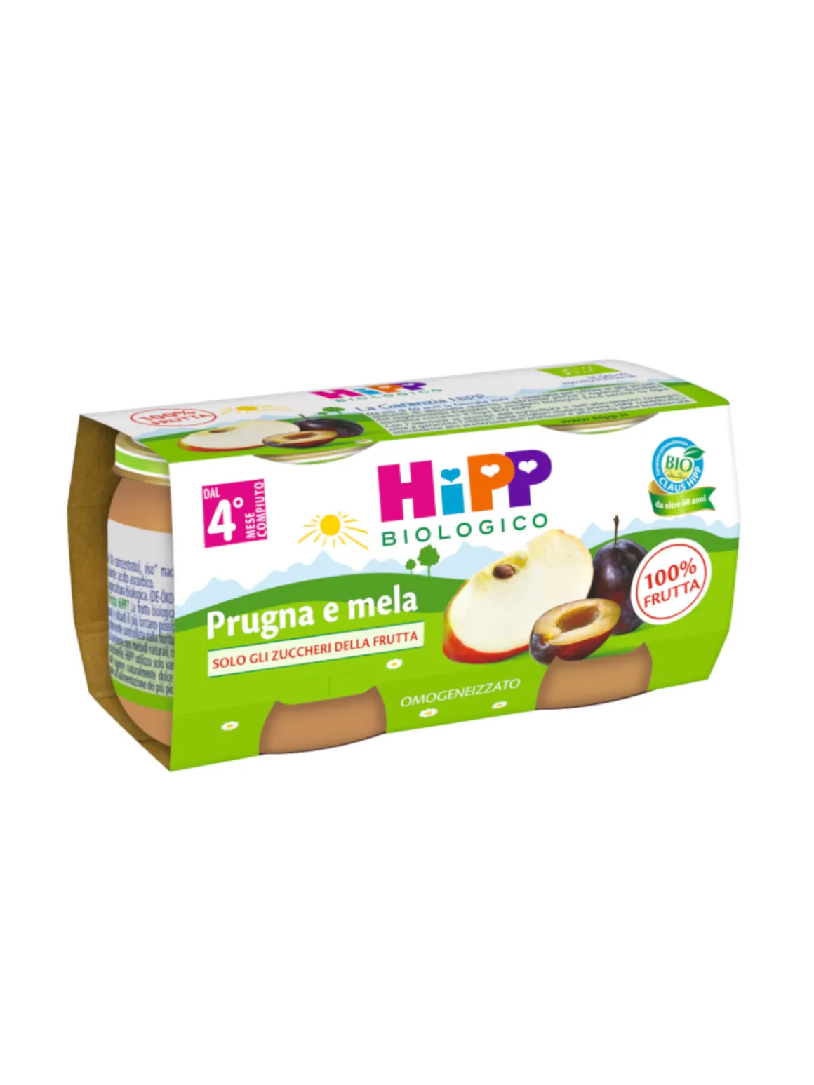 Omogeneizzato prugna e mela 100% 2x80g