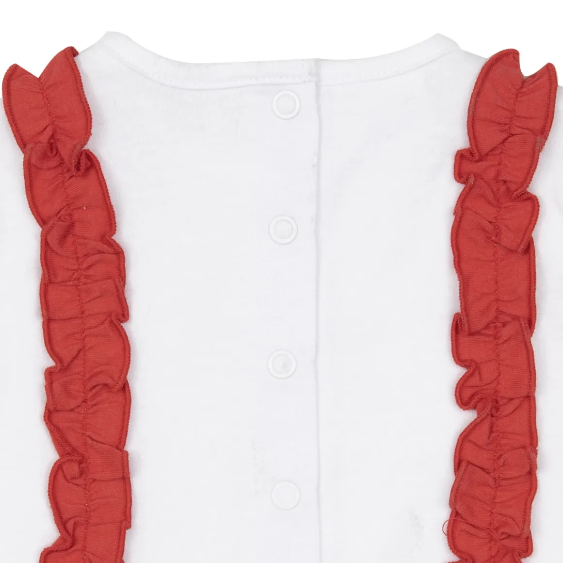 Pagliaccetto jersey bimba bianco/rosso con rouches