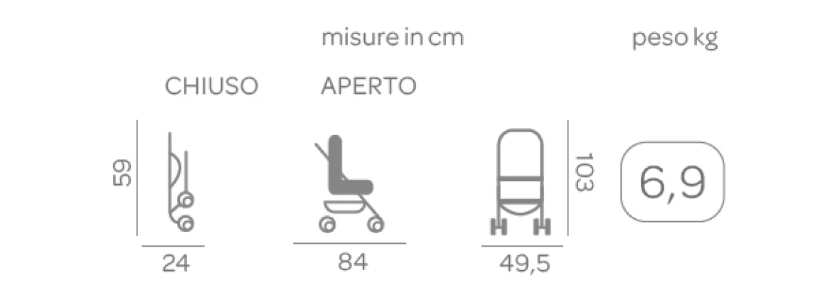 Passeggino trolley me light grey