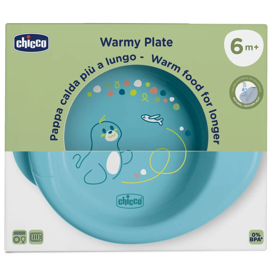 Piatto pappacalda 6m+ azzurro – chicco