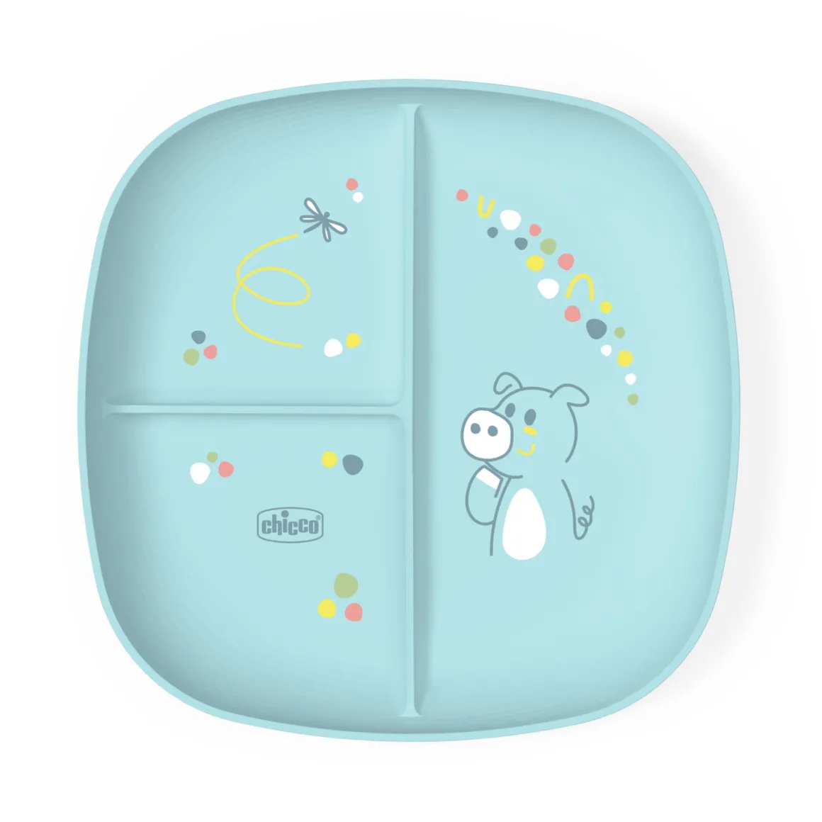 Piatto porzionato 18m+ azzurro – chicco