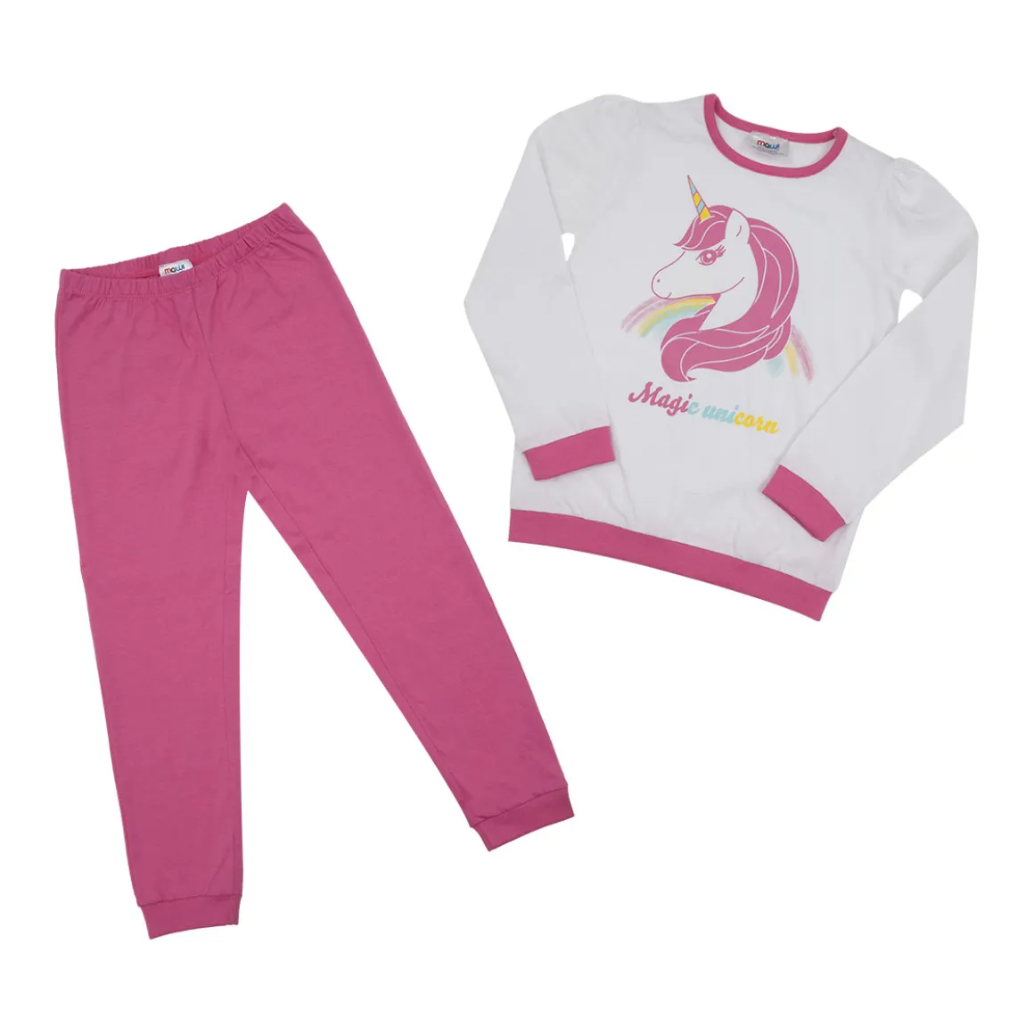 Pigiama due pezzi bimba unicorno rosa