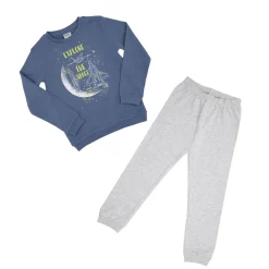 Pigiama due pezzi bimbo blu/grigio “space”