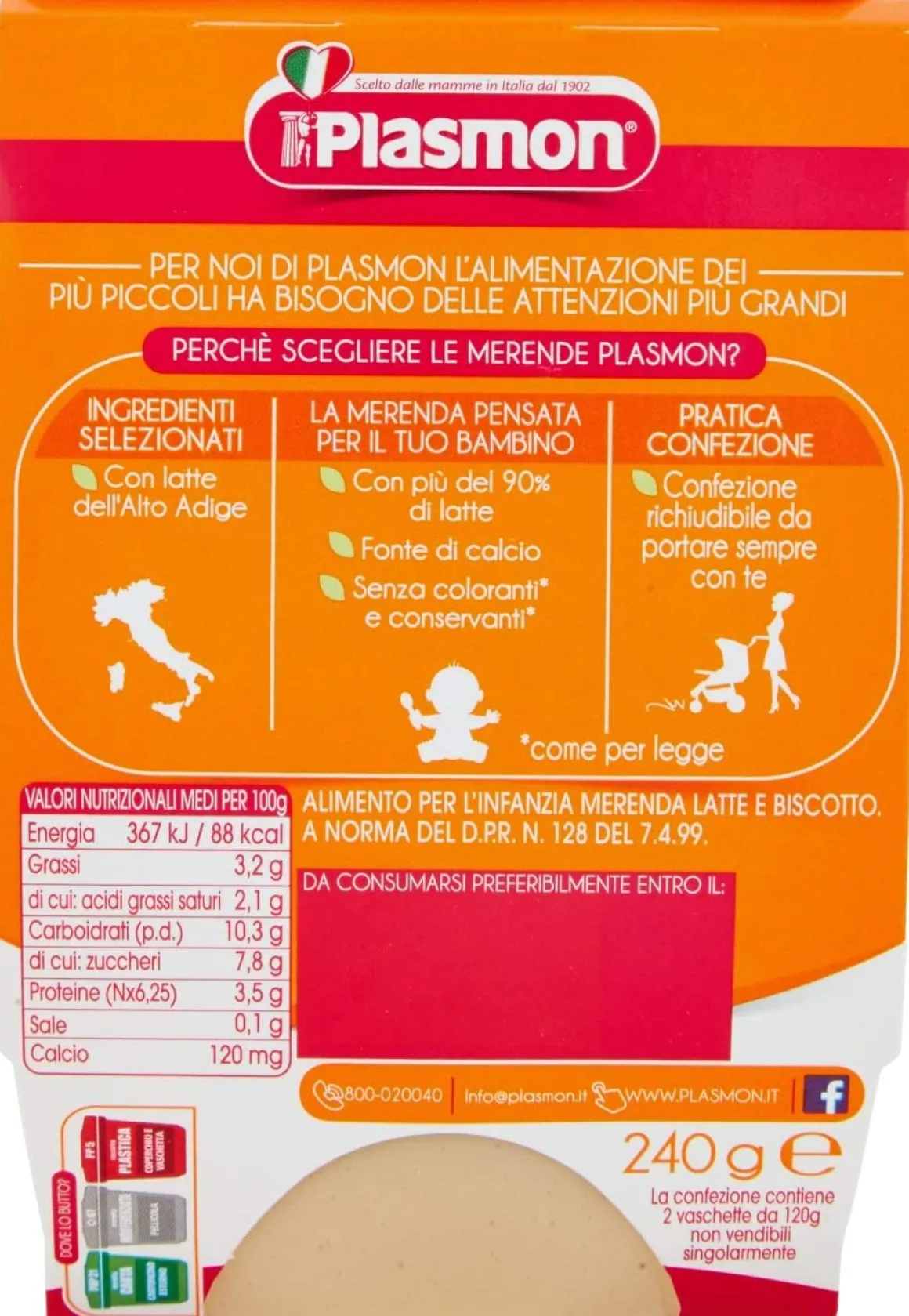 Plasmon – merenda latte biscotto – 2x120g