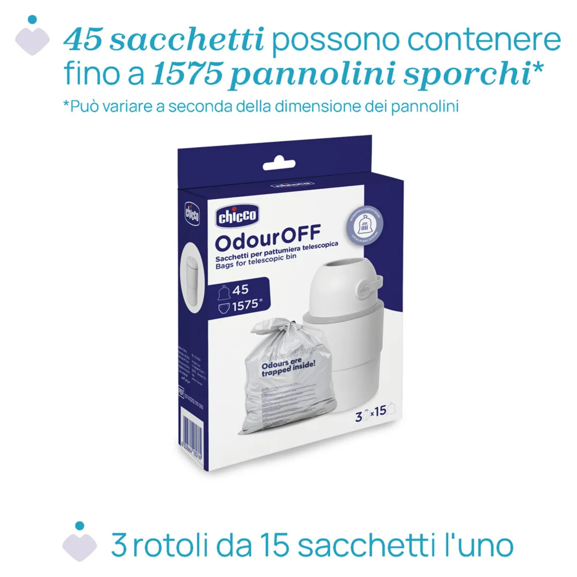 Sacchetti per pattumiera telescopica 15×3 – chicco