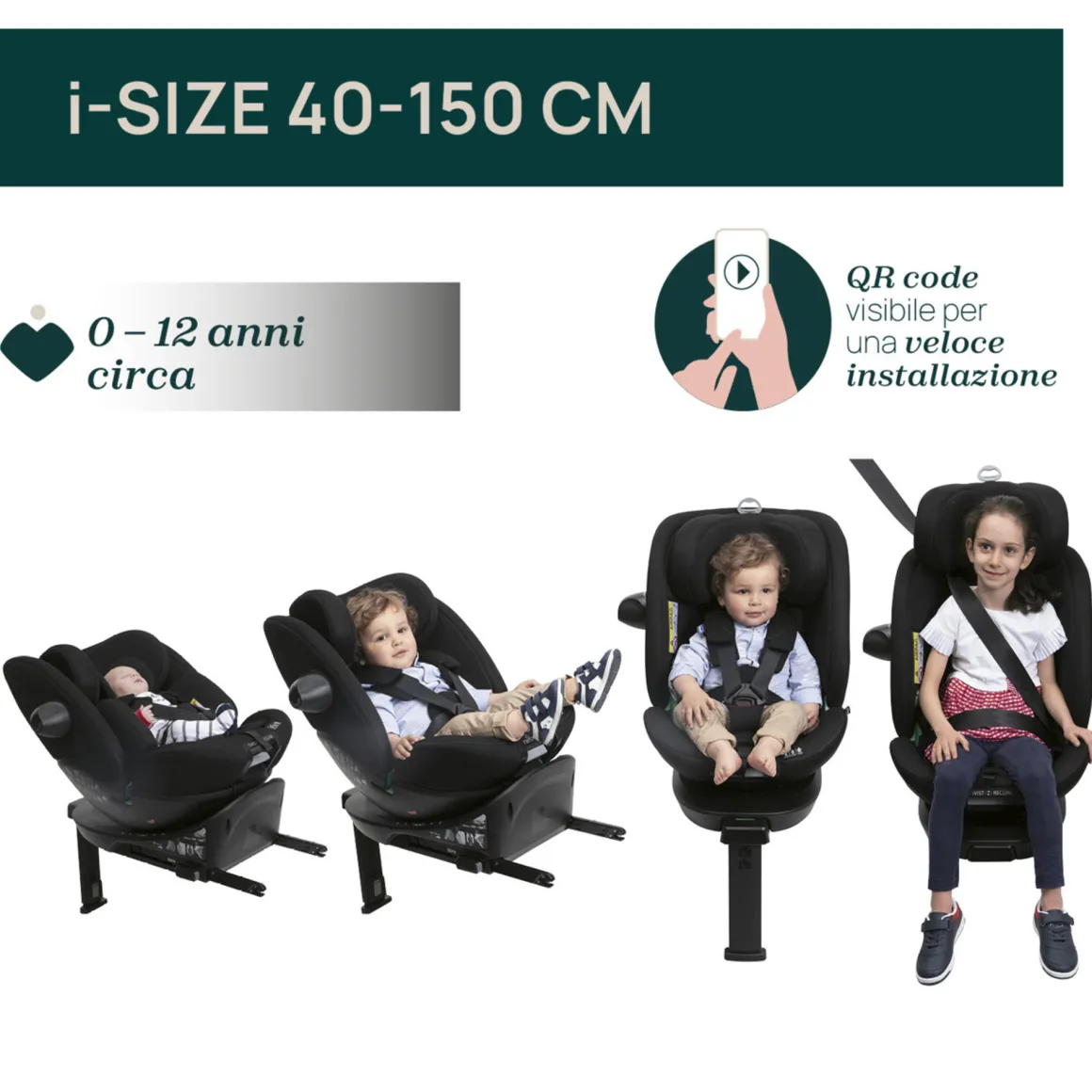 Seggiolino auto everone i-size black 40-150cm – chicco