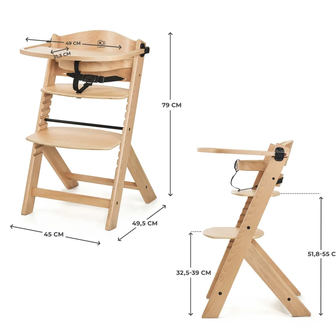 Seggiolone pappa enock natural wood – kinderkraft