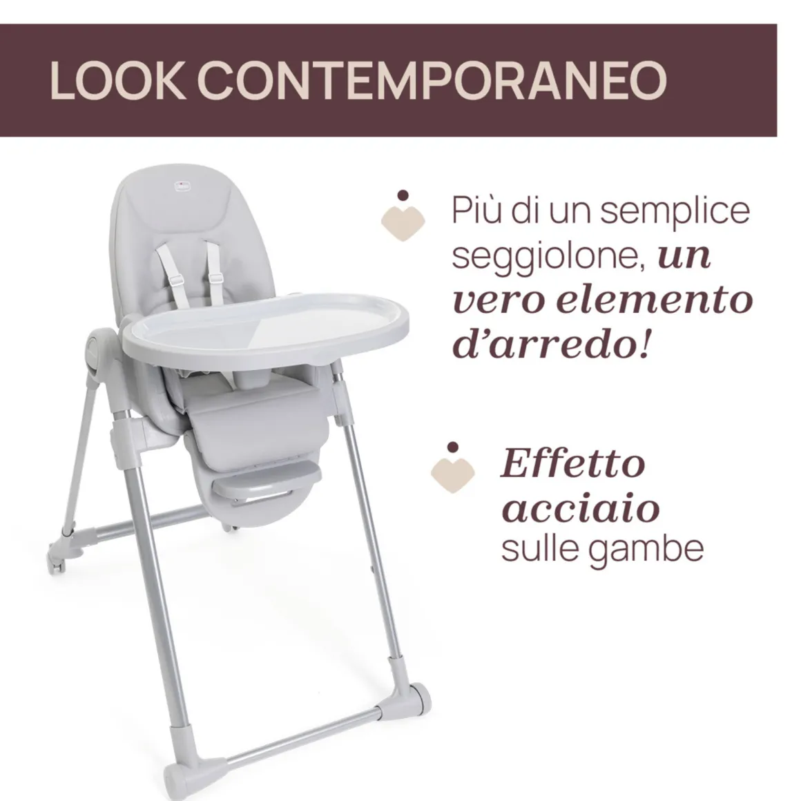 Seggiolone polly armonia steel- chicco