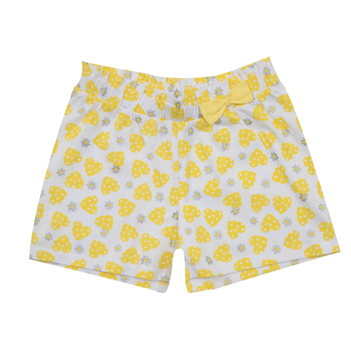Short jersey bimba bianco/giallo con fiocco